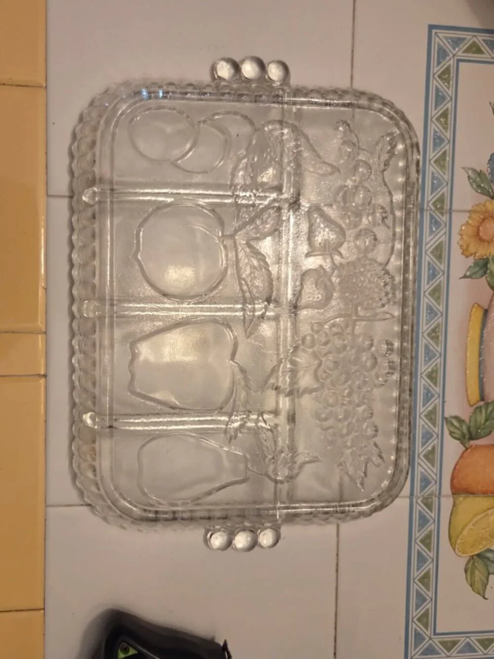 Amazing Vintage Indiana Glass Fruit Divided Tray